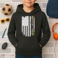 Distress Thin Puzzle Line Autism Awareness Tribute Flag Kids Hoodie thumb 2