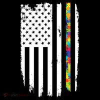 Distress Thin Puzzle Line Autism Awareness Tribute Flag Kids Long Sleeve Shirt thumb 2