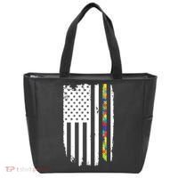 Distress Thin Puzzle Line Autism Awareness Tribute Flag Tote Bag thumb 0