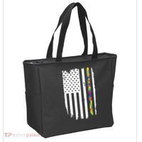 Distress Thin Puzzle Line Autism Awareness Tribute Flag Tote Bag thumb 2