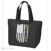 Distress Thin Puzzle Line Autism Awareness Tribute Flag Tote Bag thumb 3