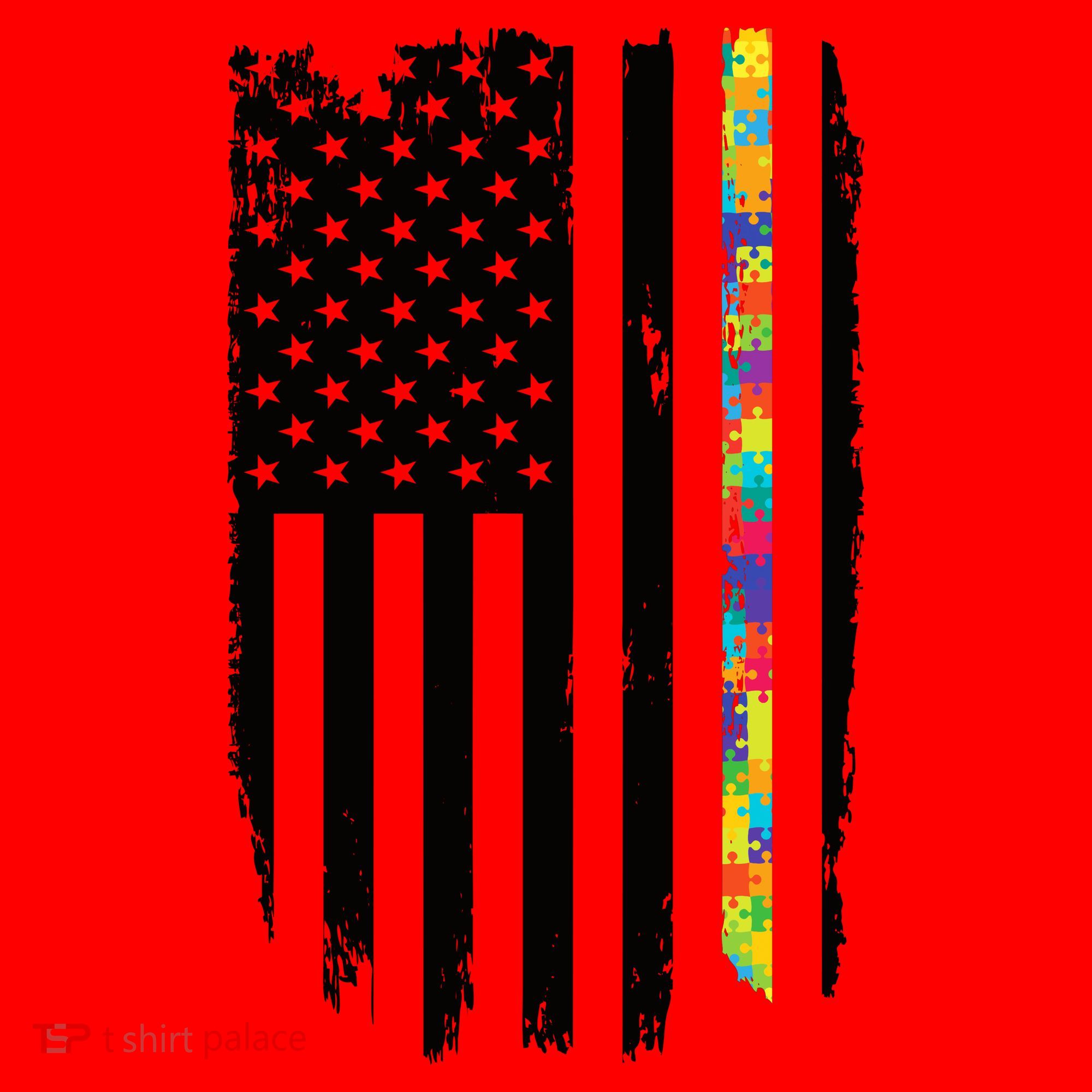 Distress Thin Puzzle Line Autism Awareness Tribute Flag Santa Hat