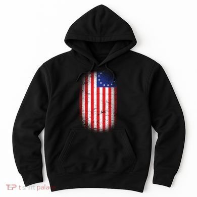 Distressed 13 Colonies Betsy Ross First American Flag Hoodie
