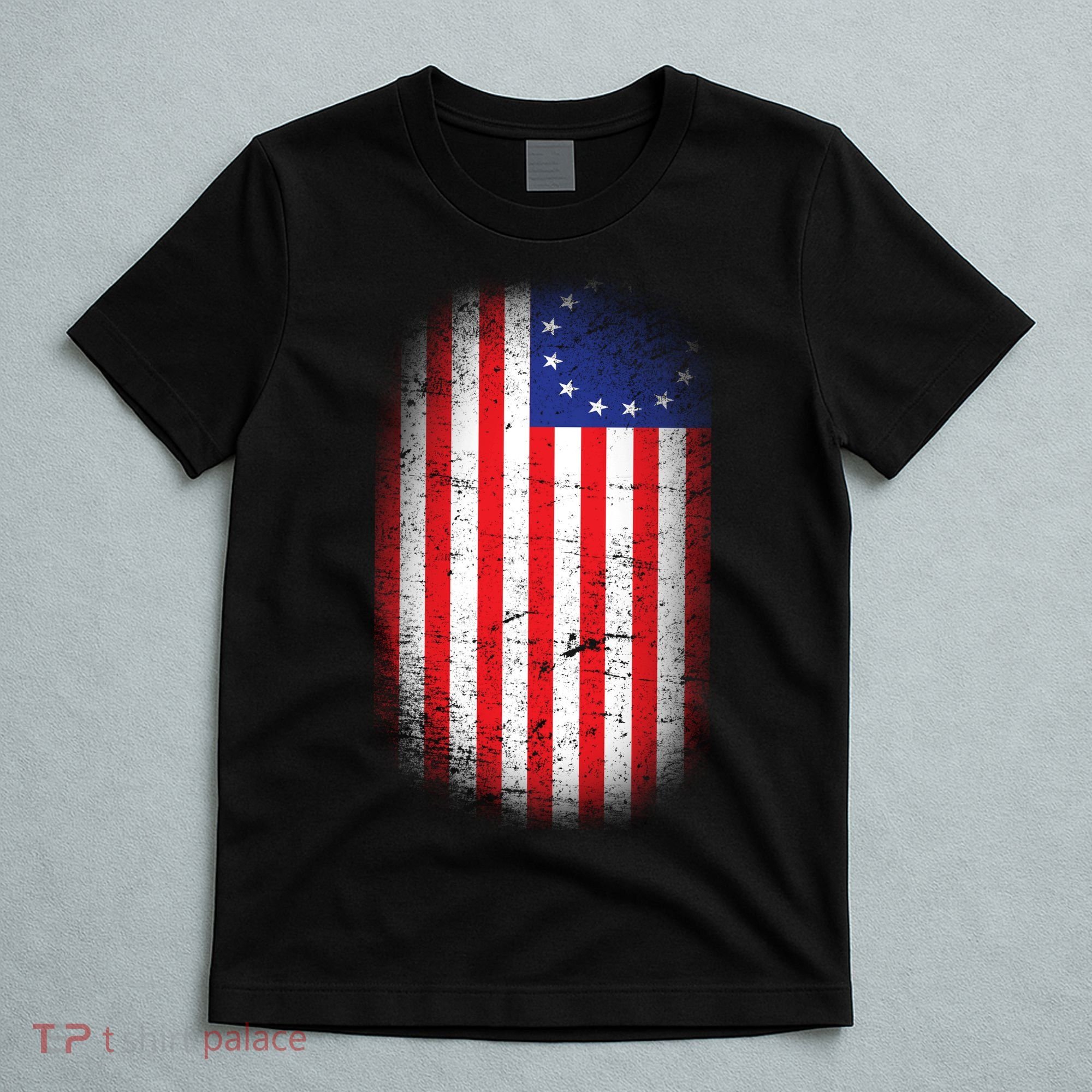 Distressed 13 Colonies Betsy Ross First American Flag T-Shirt