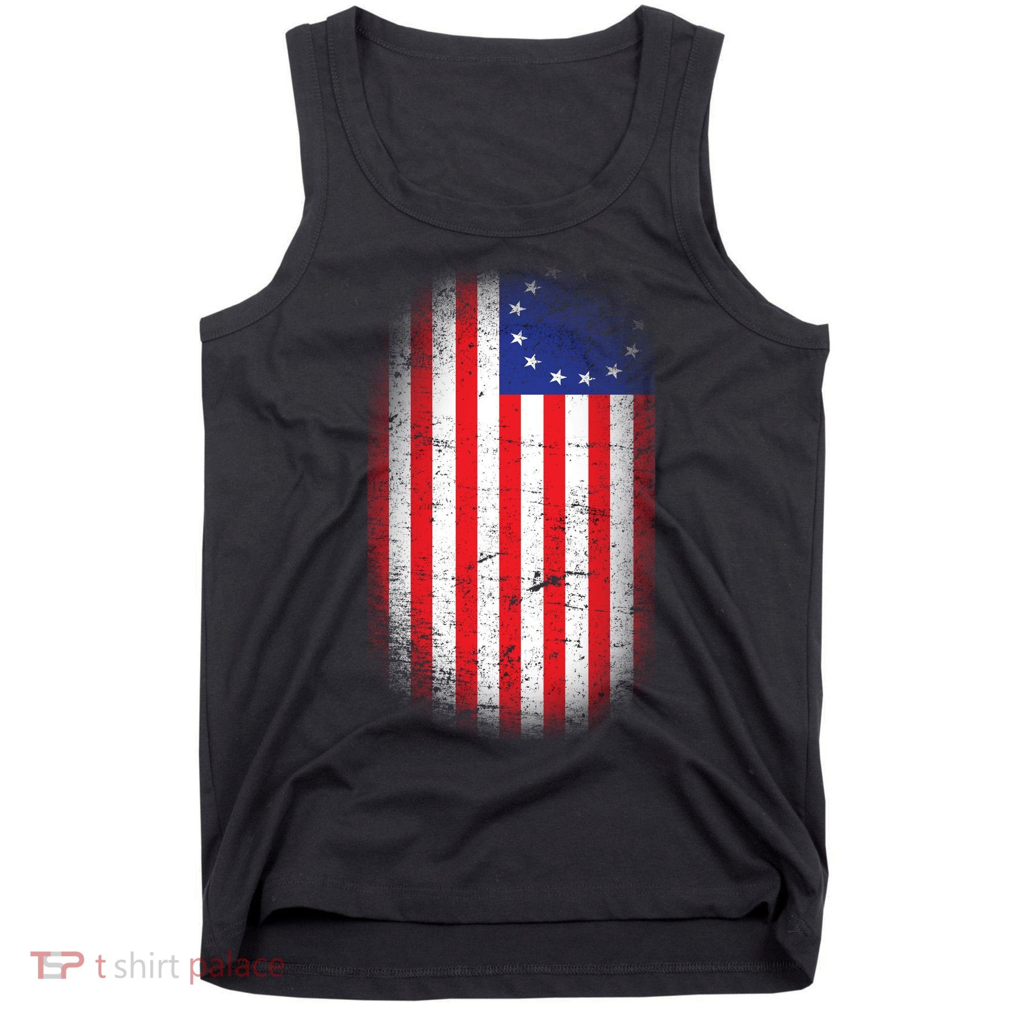 Distressed 13 Colonies Betsy Ross First American Flag Tank Top