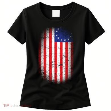 Distressed 13 Colonies Betsy Ross First American Flag Women's T-Shirt
