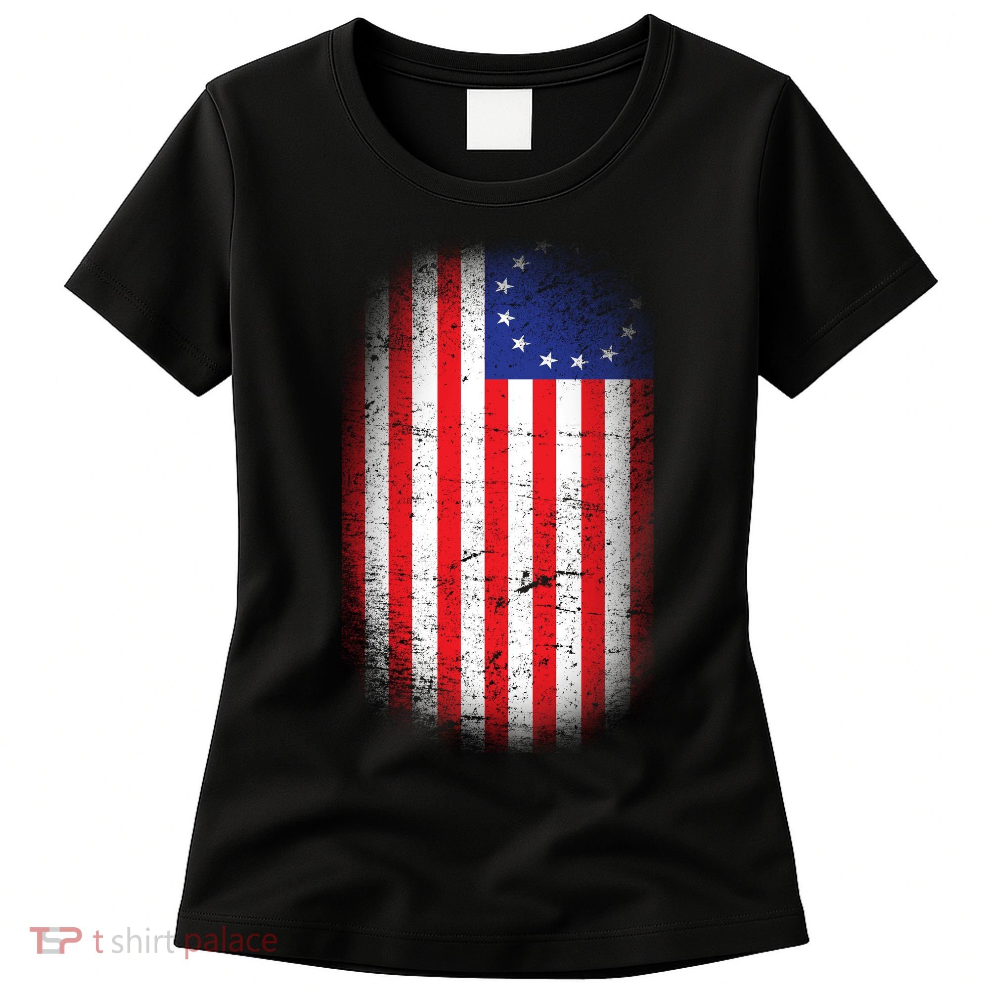 Distressed 13 Colonies Betsy Ross First American Flag Women's T-Shirt