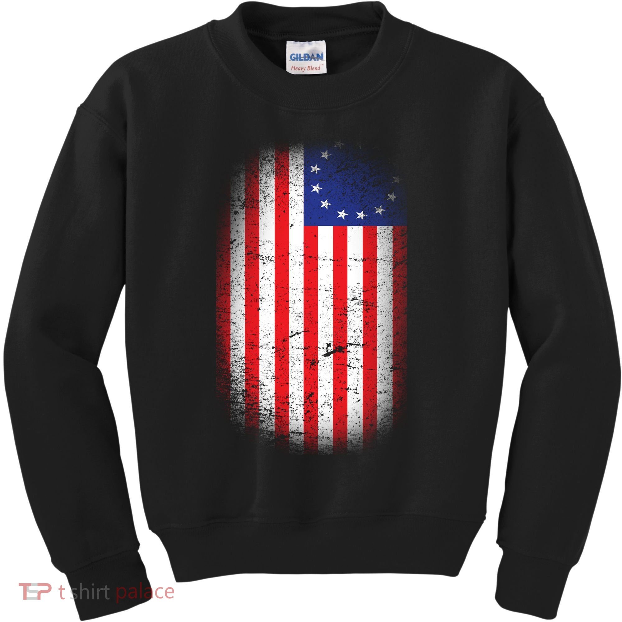 Distressed 13 Colonies Betsy Ross First American Flag Kids Sweatshirt