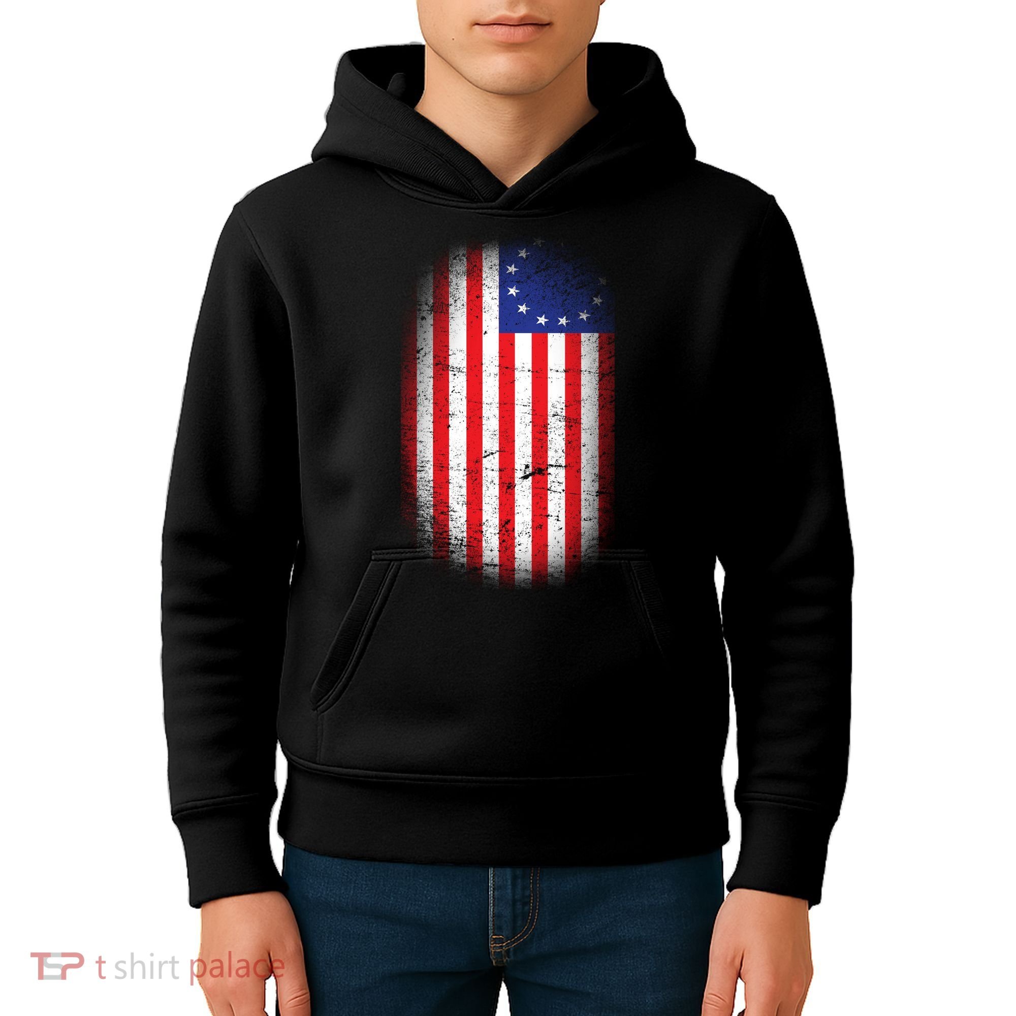 Distressed 13 Colonies Betsy Ross First American Flag Kids Hoodie