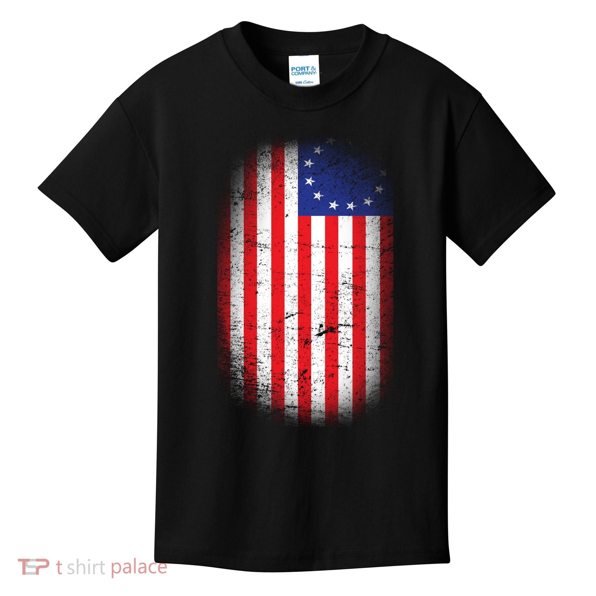 Distressed 13 Colonies Betsy Ross First American Flag Kids T-Shirt