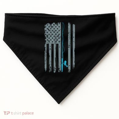 Distressed American Flag Fishing Pole USA-Made Doggie Bandana