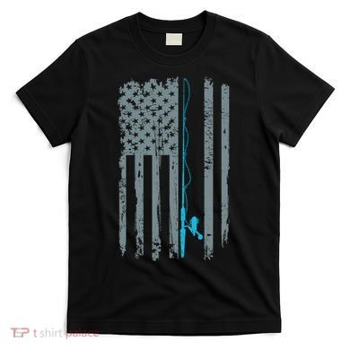 Distressed American Flag Fishing Pole T-Shirt
