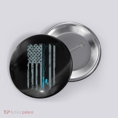 Distressed American Flag Fishing Pole Button