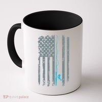 Distressed American Flag Fishing Pole Coffee Mug thumb 0