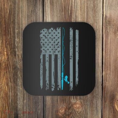 Distressed American Flag Fishing Pole Coaster