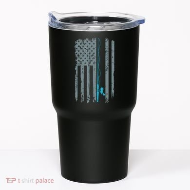 Distressed American Flag Fishing Pole Tumbler