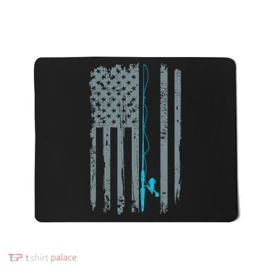 Distressed American Flag Fishing Pole Mousepad