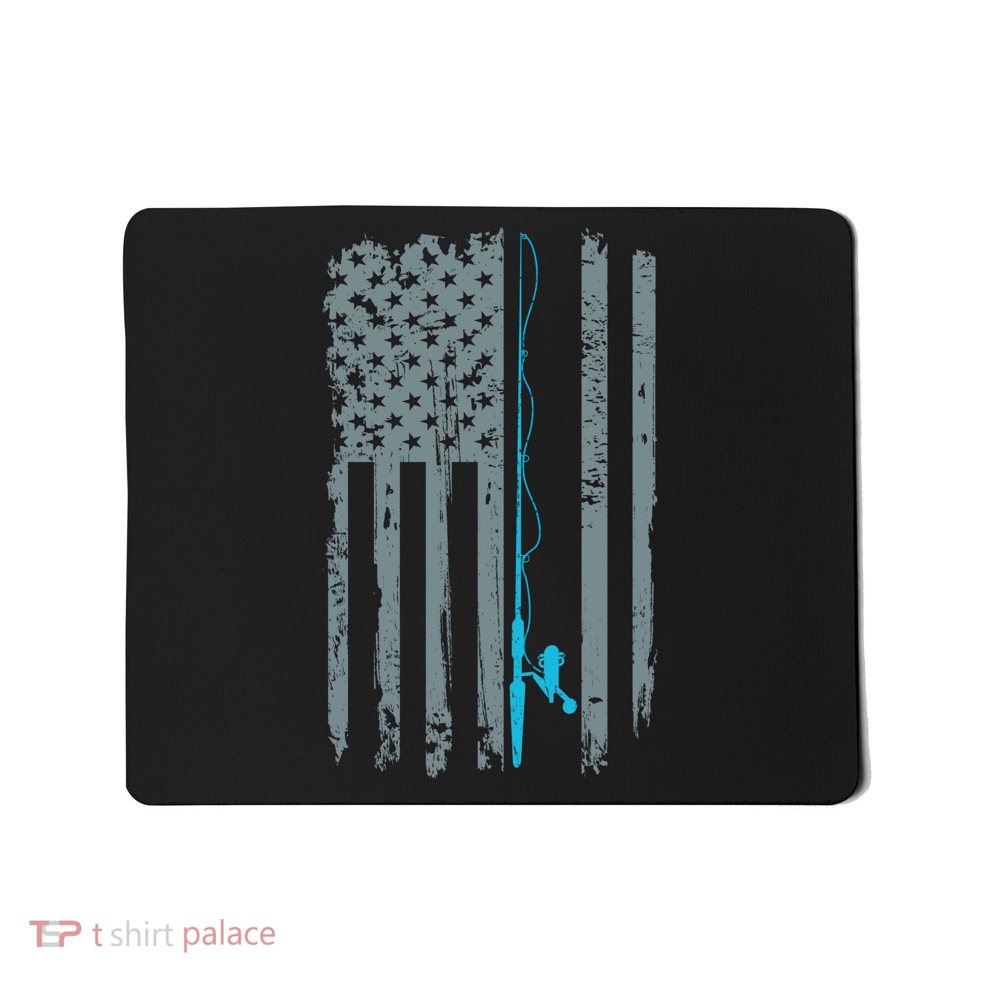 Distressed American Flag Fishing Pole Mousepad