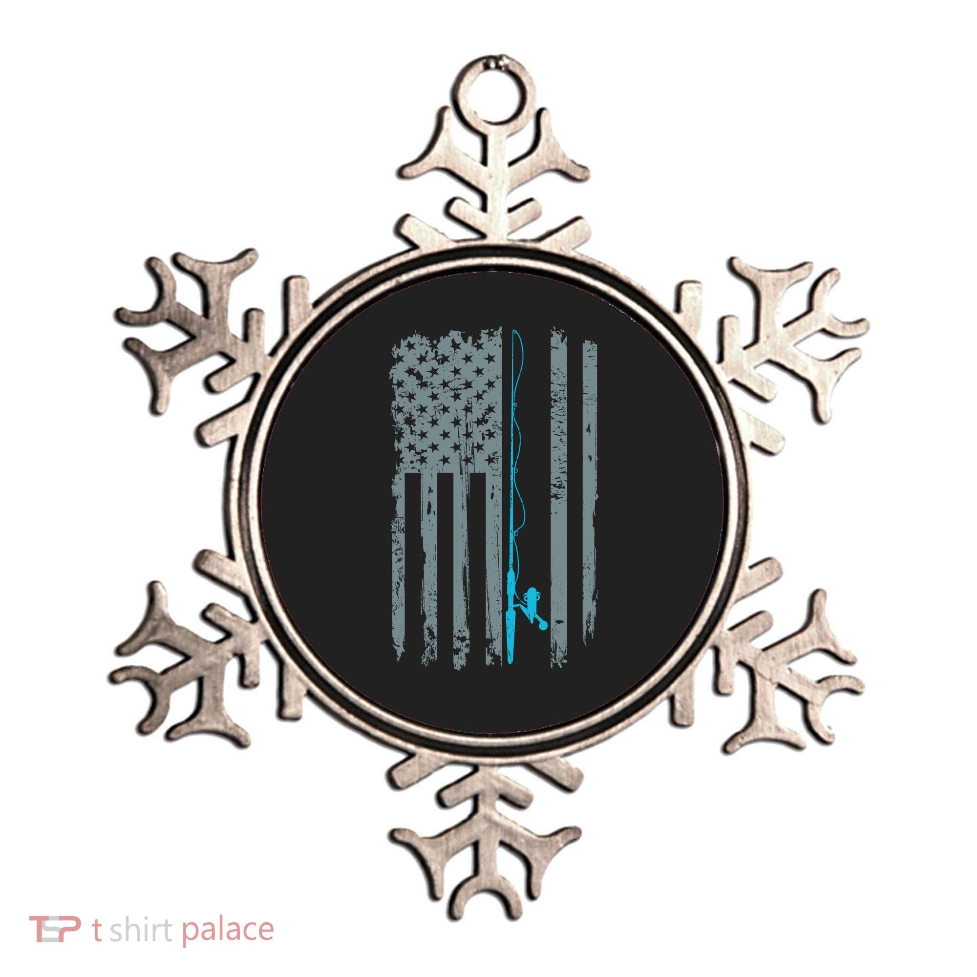 Distressed American Flag Fishing Pole Ornament