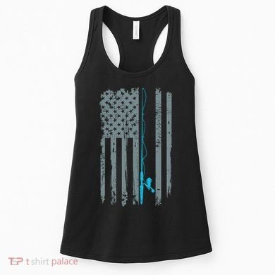 Distressed American Flag Fishing Pole Women's Tank Top
