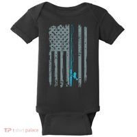 Distressed American Flag Fishing Pole Baby Bodysuit thumb 0