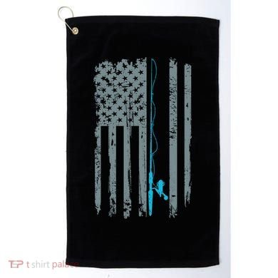 Distressed American Flag Fishing Pole Golf Towel