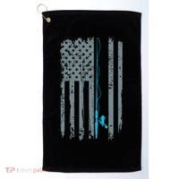 Distressed American Flag Fishing Pole Golf Towel thumb 0