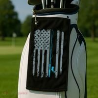 Distressed American Flag Fishing Pole Golf Towel thumb 2