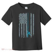 Distressed American Flag Fishing Pole Toddler T-Shirt thumb 0