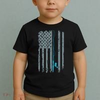 Distressed American Flag Fishing Pole Toddler T-Shirt thumb 2