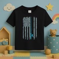 Distressed American Flag Fishing Pole Toddler T-Shirt thumb 3