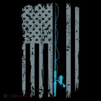 Distressed American Flag Fishing Pole Kids Sweatshirt thumb 2