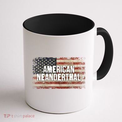 Distressed American Neanderthal Coffee Mug back