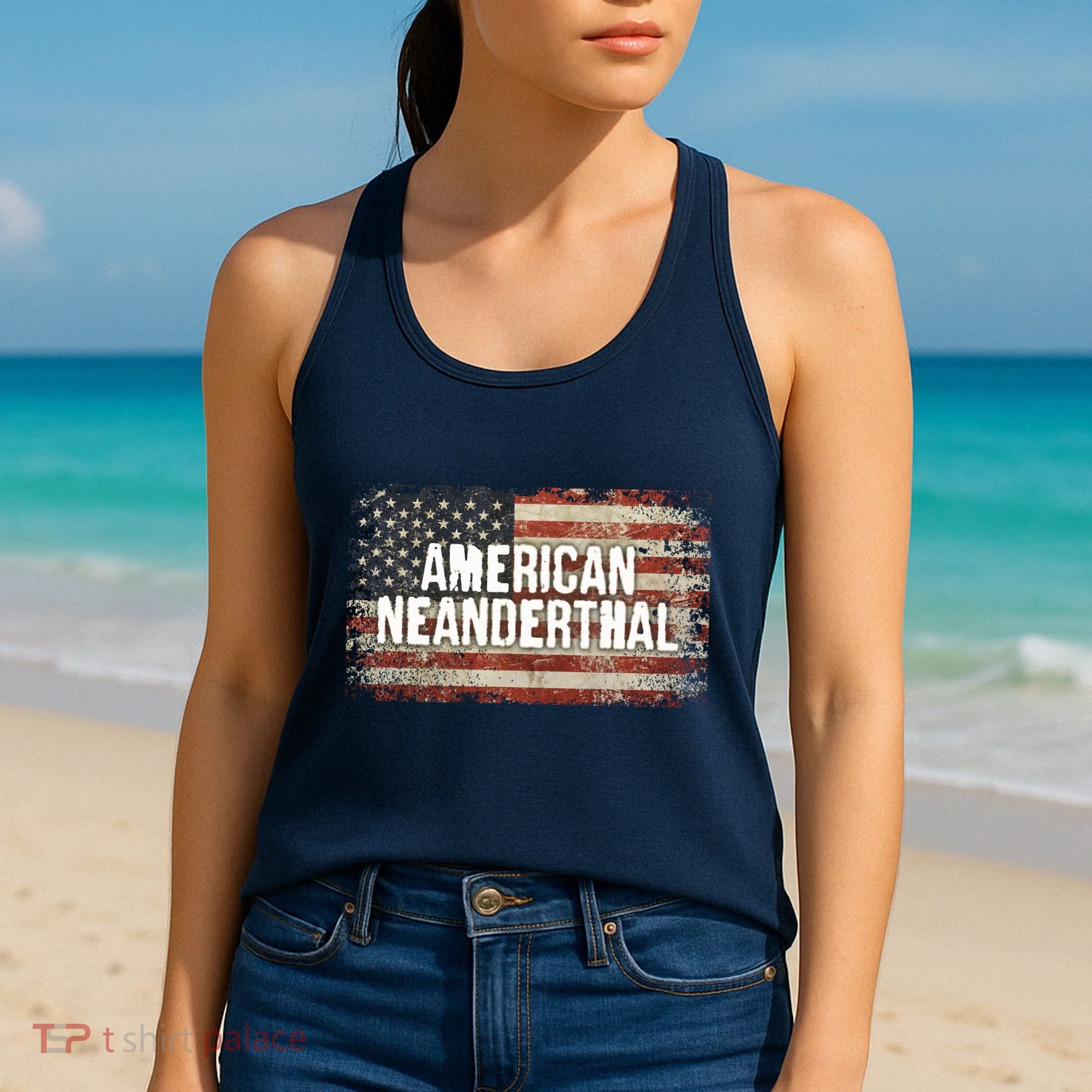 Distressed American Neanderthal Women's Tank Top