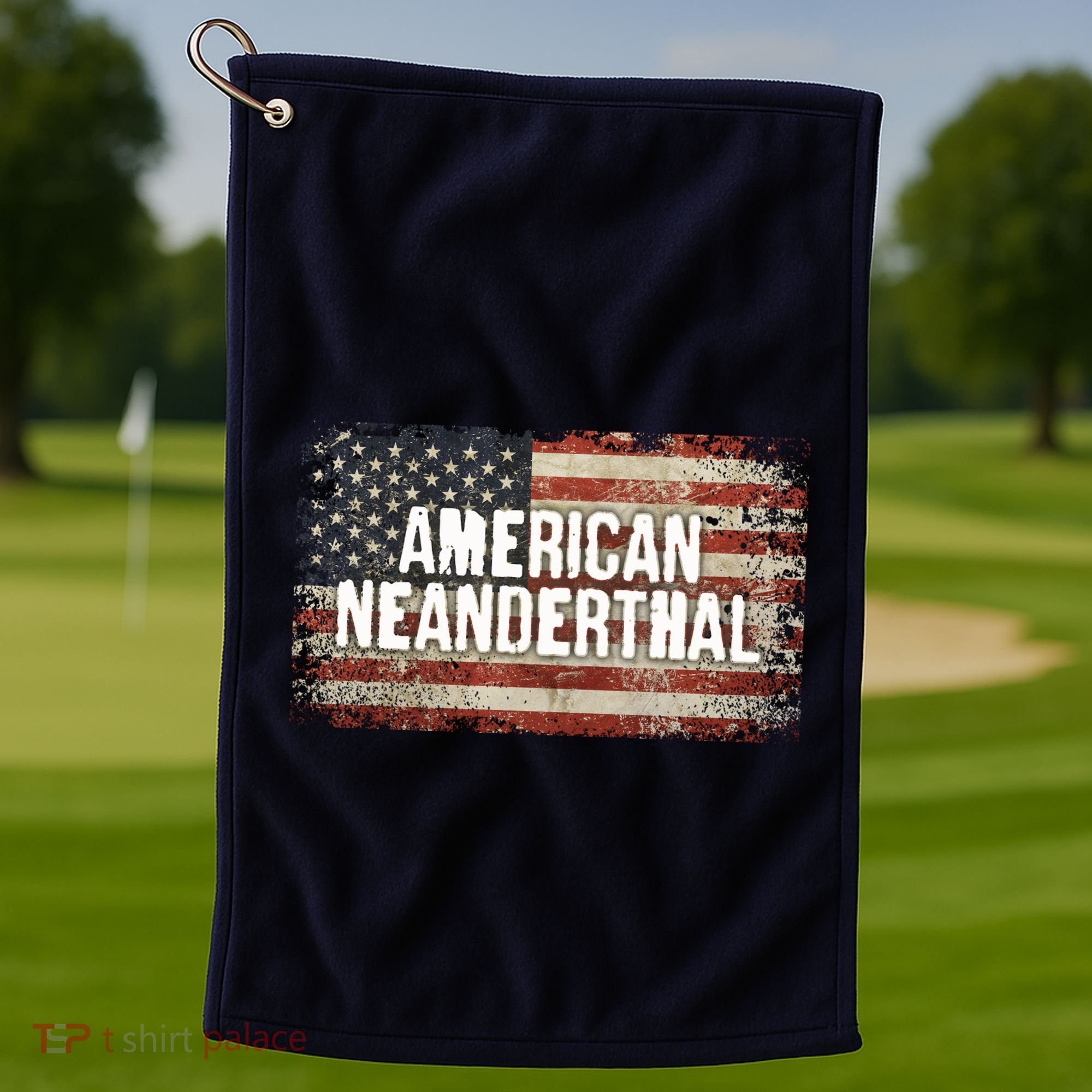Distressed American Neanderthal Golf Towel