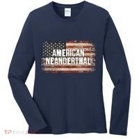 Distressed American Neanderthal Women's Long Sleeve Shirt thumb 0
