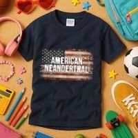 Distressed American Neanderthal Kids T-Shirt thumb 3