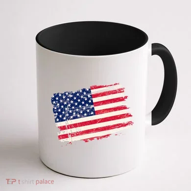 Distressed American US Flag Coffee Mug back