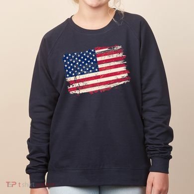 Distressed American US Flag Women's Sweatshirt