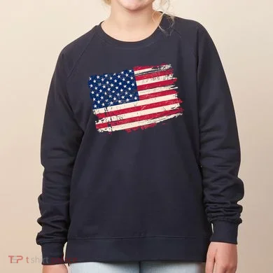 Distressed American US Flag Women's Sweatshirt