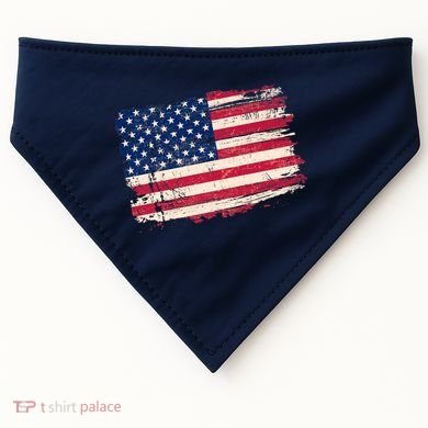 Distressed American US Flag USA-Made Doggie Bandana