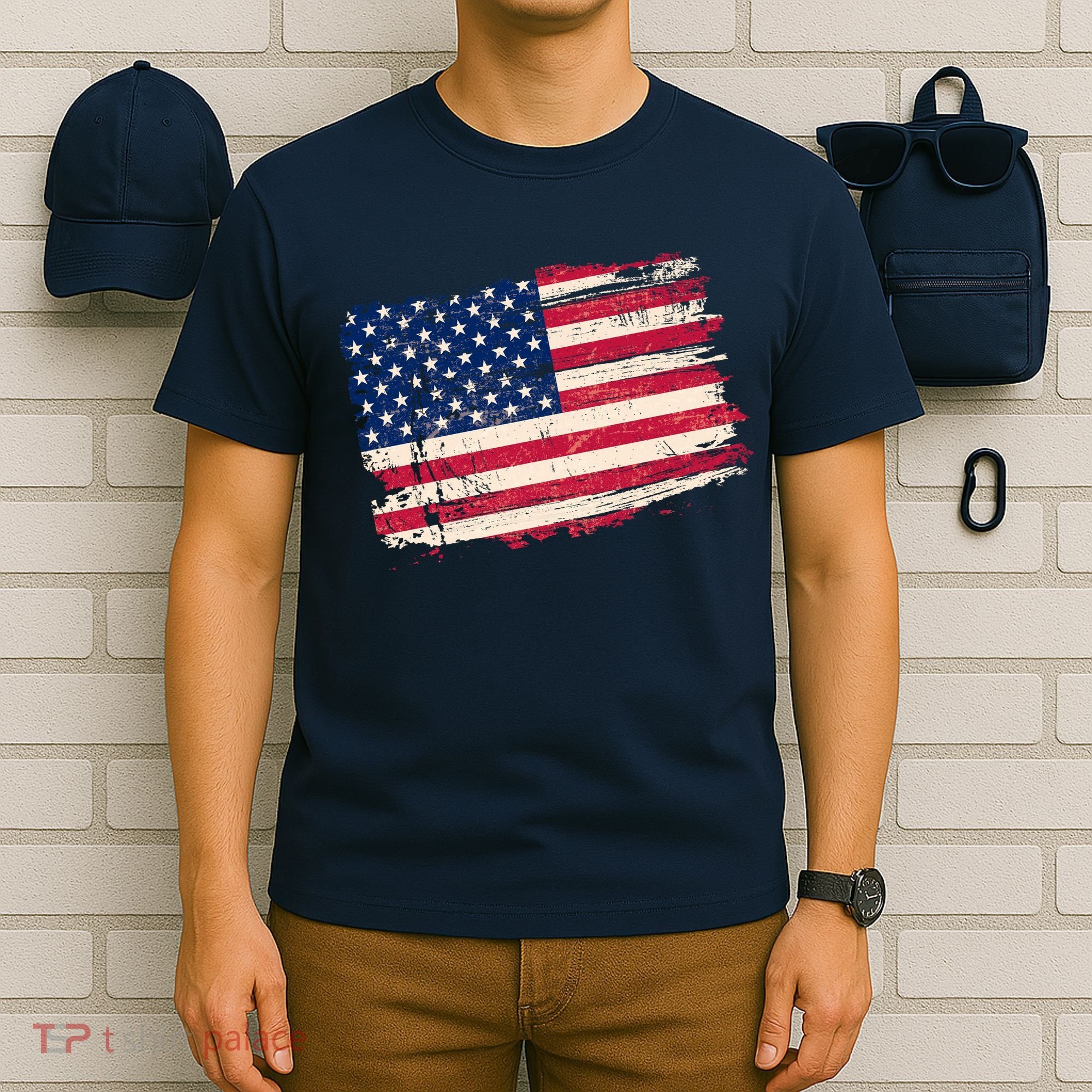 Distressed American US Flag T-Shirt