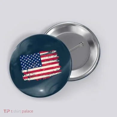 Distressed American US Flag Button