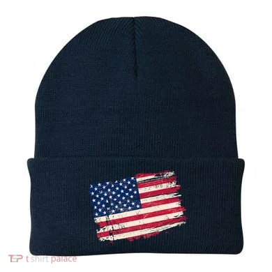 Distressed American US Flag Beanie