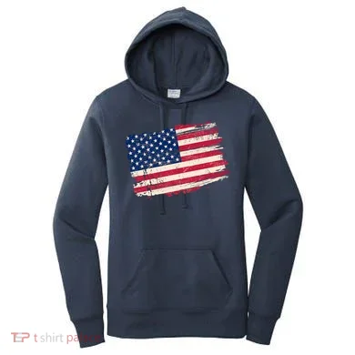 Distressed American US Flag Women's Hoodie