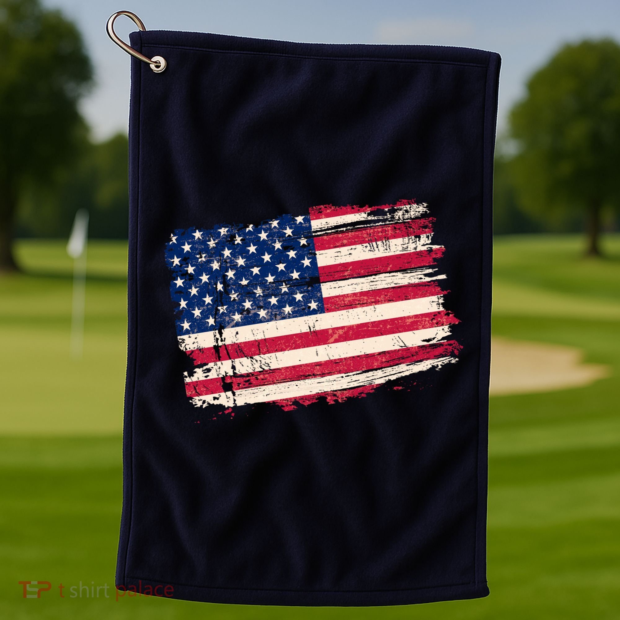 Distressed American US Flag Golf Towel