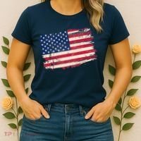 Distressed American US Flag Women's T-Shirt thumb 2