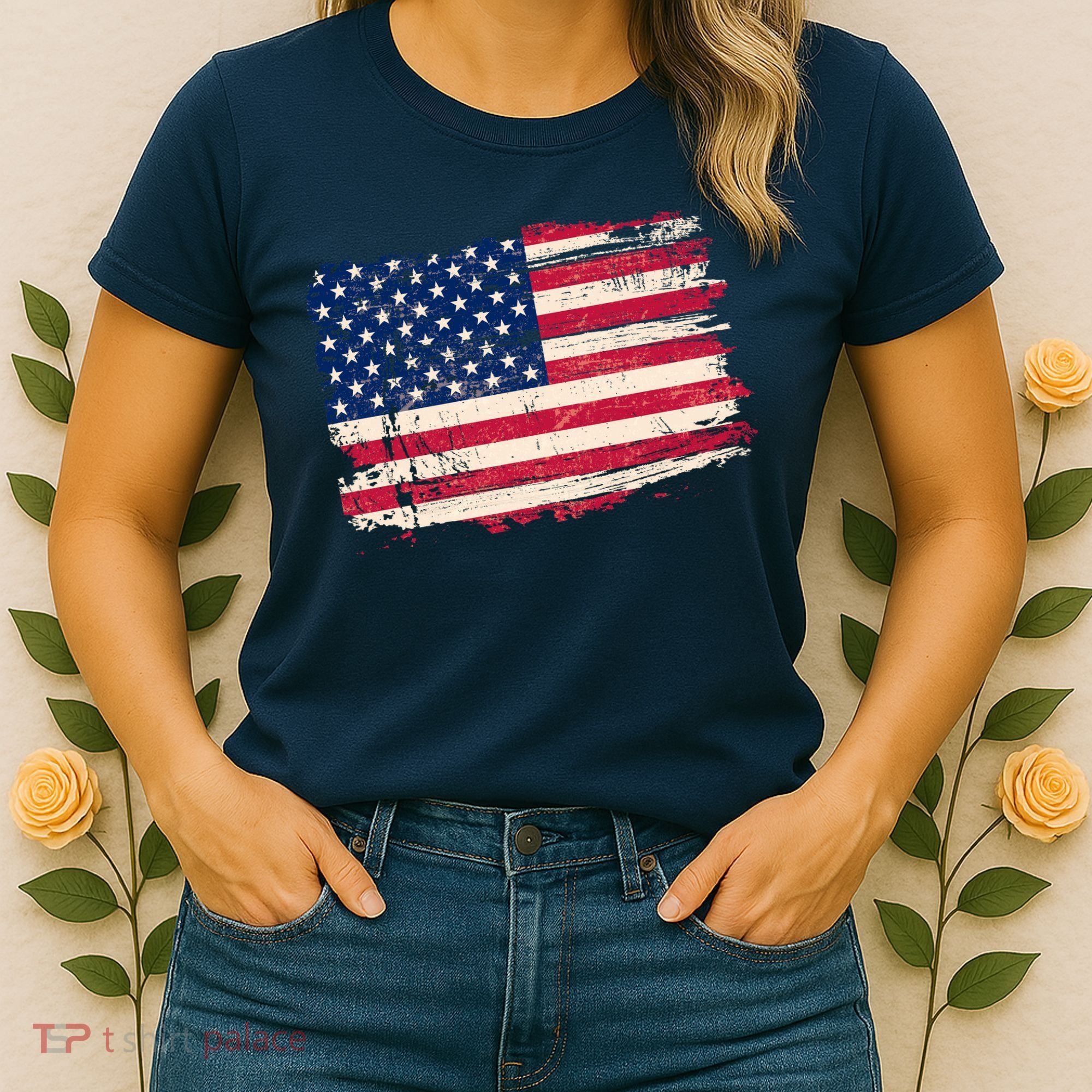 Distressed American US Flag Women's T-Shirt