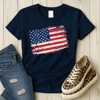 Distressed American US Flag Women's T-Shirt thumb 3
