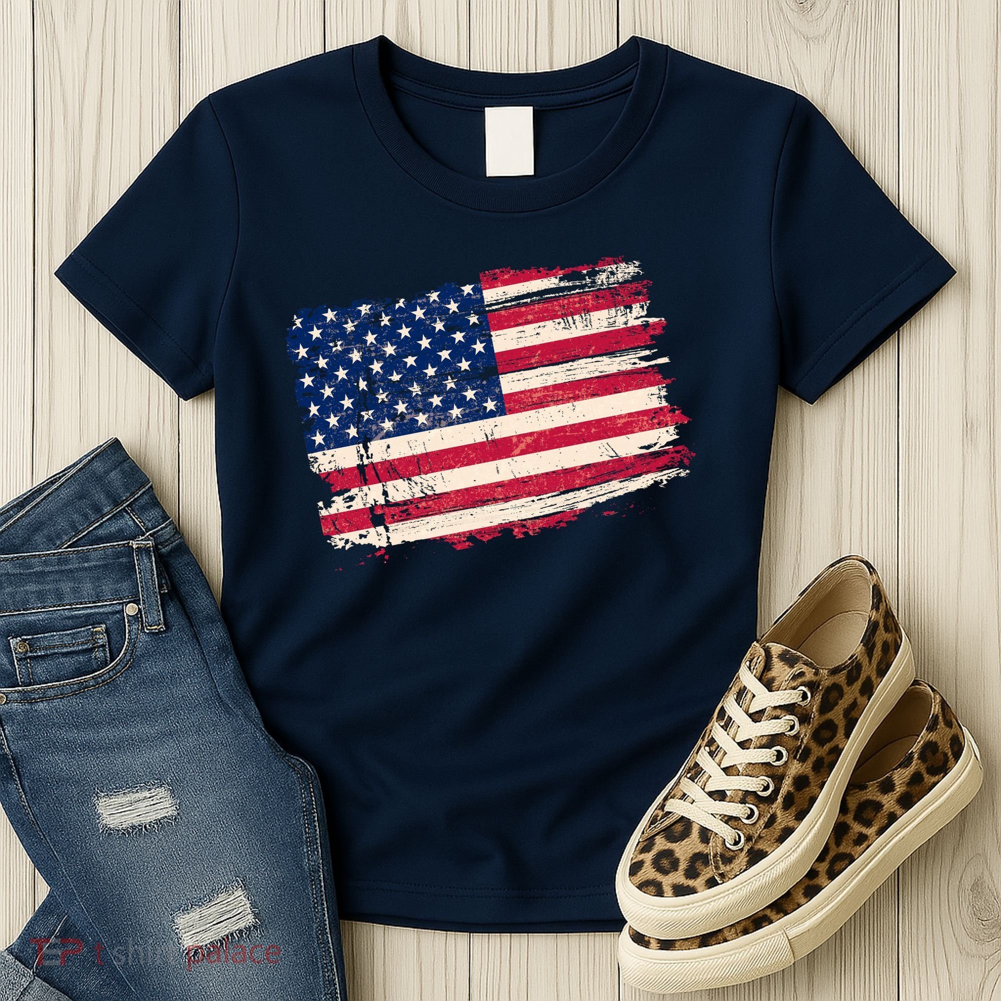 Distressed American US Flag Women's T-Shirt